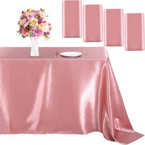 ANVAVO 4 Pieces Rose Gold Satin Tablecloth